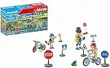 PLAYMOBIL City Life 71332 Educación Vial, Curso de Bicicletas, Bicicletas señales de tráfico y más, Juguetes para niños a Partir de 4 años
