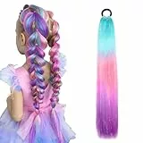 JSTHHTT Extensiones De Coleta Con Goma Para El Pelo, Extensiones De 66 Cm Colores NiñA Reutilizable, Extensiones De Pelo De Colores Para Trenzar, Para Mujeres NiñAs Festivales Cosplay