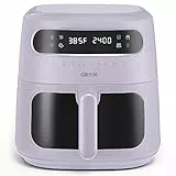 CRUX x Marshmello 8.0 QT - Freidora de aire digital con tecnología TurboCrisp, control de temperatura de visualización táctil, temporizador y apagado automático, totalmente programable, forro de