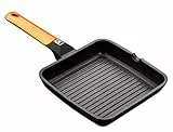 BRA Efficient Orange Grill asador con Rayas, 22 cm, Aluminio Fundido con Antiadherente Platinum Plus, Apto para inducción