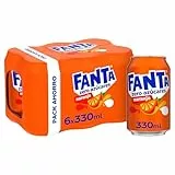 Fanta Naranja Zero Azúcares - Refresco con 4% de zumo de Naranja, Zero Azúcares Añadidos - Pack 6 Latas 330 ml