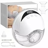 eSynic Sacaleches Eléctrico Manos Libres con 4 Modos y 12 Niveles Extractor de Leche Materna de 210ml Menos Ruido con Bridas de 24/21/19 mm a Prueba de Fugas Extractor de Leche Inalámbrico Sin BPA
