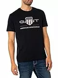 GANT Hombre Camiseta con Escudo Normal, Black, XL