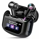 Thunelec Auriculares Bluetooth con pantalla táctil inteligente, auriculares inalámbricos, micrófono con cancelación de ruido ANC/ENC, auriculares Bluetooth 5.4, 5 modos de ecualización, estéreo HiFi