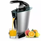 Cecotec Exprimidor eléctrico de brazo EssentialVita Hyden 600 Steel. 600 W, Filtro de acero inoxidable, 2 Conos desmontables, Palanca de presión, Sistema antigoteo, Apto lavavajillas