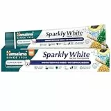 Himalaya Herbals Sparkly White Herbal Vegetarian Toothpaste for whitening teeth with advanced plague removal|Anti-inflammatory 12-Hour Germ Protection- 75ml