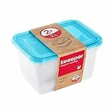 keeeper Set de 2 Fiambreras, 2 x 2 l, 20,5 x 15,5 x 10,5 cm, Fredo Fresh, Azul transparente