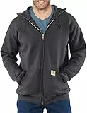 Carhartt Loose Fit Midweight Full-zip Sweatshirt, Sudadera con capucha, Hombre, Gris Carbón Jaspeado, L