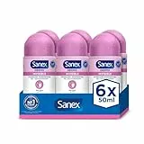 Sanex Dermo Invisible Desodorante Roll-On, Pack 6 Uds x 50 ml, Antitranspirante con hasta 48H de Protección contra el Sudor y el Olor, Antimanchas, Restaura el pH Natural de la Piel