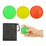 relaxdays Pelota Antiestrés, Pack de 3, Ejercitador Dedos, Fortalecedor Mano, TPE-Poliéster, 5cm Ø, Amarillo/Rojo/Verde, Unisex-Adulto