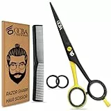 OCBA Tijeras de peluquería profesionales de 15,24 cm, tijeras afiladas para peluqueros, barberos y estilistas, tijeras de corte de pelo para hombres y mujeres (negro y amarillo)