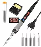 Zhufas Soldador de Estaño, Kit Soldador Estaño 110W, Soldadors Electrico Temperatura Ajustable 180℃ 500℃, Soldadors de Precisión con 5 pcs Puntas, Alambre de Soldaduras 10g y Soporte