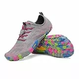 SAGUARO Mujer Barefoot Zapatillas Minimalistas Calzado Barefoot para Wide Tox Box, Smart II - Zapatos Barefoot Rosa Gris,Gr.40