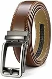 CHAOREN Cinturones Hombre, Cinturón Hombre Cuero, Hebilla Automatico Ajustable, Cinturones Trinquete para Vestir Pantalones de Traje