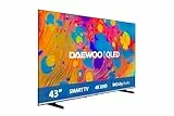 Daewoo 43DM55QV QLED Smart TV 43 Pulgadas 4K Ultra HD HDR, Televisor con Dolby Vision & Dolby Atmos, Compatible con Alexa, Diseño sin Marcos, Peana Lateral