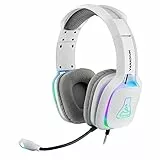 The G-Lab Korp Vanadium Auriculares Gaming Blanco - Auriculares estéreo, Ultra Ligero, RGB - Auriculares con Micrófono, Jack de 3.5 mm para PC/PS4/Xbox One/Nintendo Switch/Mac/Smartphone
