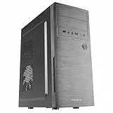 Tacens INITIOX, Caja de Ordenador Semitorre ATX, Ventilador Lateral 12cm, Frontal Aluminio Pulido, Acero, Negro