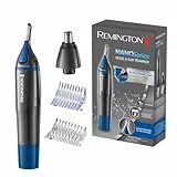 Remington Cortapelos Nariz y Orejas Nano Series - Recortador Pelos Nariz, Orejas y Cejas, Recortador Vertical, Cabezal de Corte Rotativo, 2 Peines, Resistente al Agua - NE3850