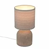 BRILONER- Lámpara de Mesa con Pantalla de Tela, Interruptor por Cable, Base de Cerámica,Lampara de Escritorio, Lampara de Lectura, Lámpara de Mesa, Lamparas de Mesita de Noche, 15x28 cm, Marrón