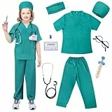 TonStyle Disfraz de Medico Niño, 8 Piezas Doctora Juguetes Doctora Juguete con Estetoscopio Realista Accesorios, Dentista Doctora Disfraz Kit Adecuado Juego de Roles Juguetes Niñas y Niños 3 Años (M)