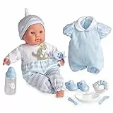 JC TOYS- Muñeco Berenguer Boutique de Cuerpo Blando de 38 cm, Abre y Cierra los Ojos, Incluye Ropa y 8 Accesorios, Azul, diseñado en España por Berenguer, +2 años