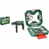 Bosch Home and Garden Taladro percutor eléctrico EasyImpact 600 (600 W, en maletín de transporte) + 34 uds. Set de puntas de atornillar y brocas X-Line (para madera, mampostería y metal)