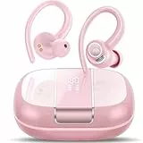 VKROBAG Auriculares inalámbricos Bluetooth con auriculares deportivos con ganchos para los oídos, auriculares para deporte, gimnasio, correr, color rosa