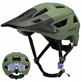 Favoto Casco de Bicicleta de Montaña con Visera - Tecnología Doble Inmould Casco MTB Ciclismo Ligero para Adultos CE Certificado L(59-61cm) Ajustable Verde Militar