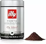 illy, Café Molido Espresso de Tueste FORTE, 100% Arábica con un Intenso Aroma a Pan Tostado y un Sabor Final a Chocolate Negro, Sabor Fuerte, 1 Lata de 250g