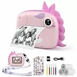 HiMont Cámara de Fotos Instantáneas para Niños con Papel de Impresión y Tarjeta SD de 32G,20MP, Cámara de Fotos para Niños con Bolígrafos de Colores, Regalo para Niños de 3 a 14 años (Rosa)