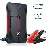 FLYLINKTECH Jump Starter 1500A Peak 13200mAh Power Pack para Coche de Carrera Impermeable IP66 (hasta 5,0 L Ges o 4,0 L Diesel) Booster batería de Emergencia con Puerto USB Smart y LED Flashligh