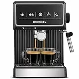 Grunkel Cafetera Espresso de 20 Bares, 850W, Panel Táctil/analogico con vaporizador orientable y brazo doble salida Depósito 1,8L (Digital)