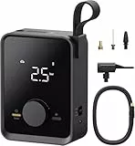 Compresor Aire Portatil 120PSI, Hinchador Ruedas Coche 2500mAh Batería, 5 Modos, Parada Automática con Pantalla LCD Digital y Linterna LED, para Coches, Motos, Bicicletas Pelotas