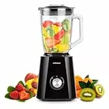 Mellerware - Batidora de vaso Mixy! 1500 W | Jarra de vidrio de 1.5L | 2 velocidades + TURBO | Procesador de alimentos profesional con cuchillas de 6 hojas | Rompehielos | Negro
