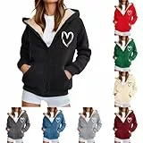 Sudaderas Mujer con Capucha Cremallera Forro Polar Ropa de Invierno Fleece Chaqueta Outwear Hoody Sweatshirt Casual Deportiva Sudadera