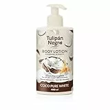 Tulipán Negro Loción Corporal con dosificador Coco Pure White, máxima hidratación 400 ml, intensamente perfumado y para todo tipo de pieles