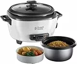 Russell Hobbs Arrocera, 6 raciones, mediana, función mantenimiento del calor, apagado automático, antiadherente, cestillo para cocer al vapor, apta para lavavajillas, 300 W, 27030-56