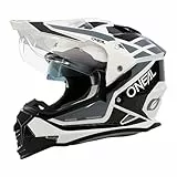O'NEAL Casco de Moto Enduro Aberturas de ventilación para un máximo Flujo de Aire y refrigeración, Carcasa de ABS, Visera integrada Casco Sierra R V.24 Adulto Negro Blanco Gris Talla M