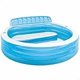 Intex Piscina hinchable redonda con respaldo, 229x218x79 cm, 590 litros, 2 cámaras de aire, 2 portabebidas, Tapón de desagüe, Vinilo resistente, Parche de reparación, +3 años, Diversión verano (57190)