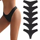flintronic Tangas Mujer Pack 6, Tangas de Lencería, Negro Tanga Transpirable, Suaves y Elásticos Lencería Sexy para Mujer con Acabado Fino Que No Marca, Paquete múltiple, M