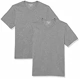 Amazon Essentials Camisetas de Cuello en v de Manga Corta Hombre, Pack de 2, Gris Mezcla, L