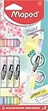 Maped - Material Escolar - Subrayadores Fluo Duo Pastel - Dos Puntas de Colores Distintos - Punta Biselada con Trazo de 1 a 5 mm - Gran Vida Útil - Disponible en 6 Colores Diferentes