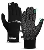 Guantes Invierno Hombre Mujer, Guantes Ciclismo Guantes de Pantalla Táctil Unisex Impermeable Guantes Deportivos Running Cálido resistentes al viento para Esquí Nieve Ciclismo Deporte Gym Negro L
