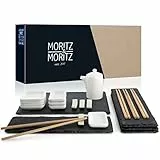 Moritz & Moritz - Vajilla de sushi de 22 piezas para 4 personas, juego de servir con 4 platos, 1 plato de servir, 4 cuencos para salsa, 8 palillos, etc.