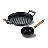 MasterPro Odín | Wok de 24 cm + sartén de 28 cm | Juego de sartenes antiadherentes de 2 piezas | de hierro | mangos ergonómicos de madera | Juego de sartenes | para todo tipo de cocinas