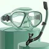 Findway Gafas Buceo Adulto, Vidrio Templado Máscaras de Buceo，Dry Máscara Snorkel para Adultos y Adolescentes, Anti-Fugas Anti UV，máscara panorámica de visión Amplia, respiración Libre
