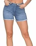 ONLY Pantalones Cortos de Mezclilla para Mujer botón y Cierre de Cremallera Shorts de Verano., Color:Azul Claro, Talla:M