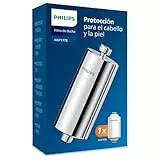Philips Water filtro de ducha en línea – incluye 1 cartucho, filtración hasta 50.000 L, color cromado, reduce cloro hasta un 99%, fácil de instalar, compatible con la mayoría de duchas