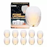 Ediesi, Farolillos Voladores de Papel, 10 Unidades, 100% Biodegradables, Velas Voladoras, Farol Volador, Sky Lanterns, con Rotulador para Escribir Deseos