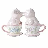 Pacific Trading Mr. and Mrs. Kissing Pig - Juego de coctelera (cerámica, 7,6 cm)